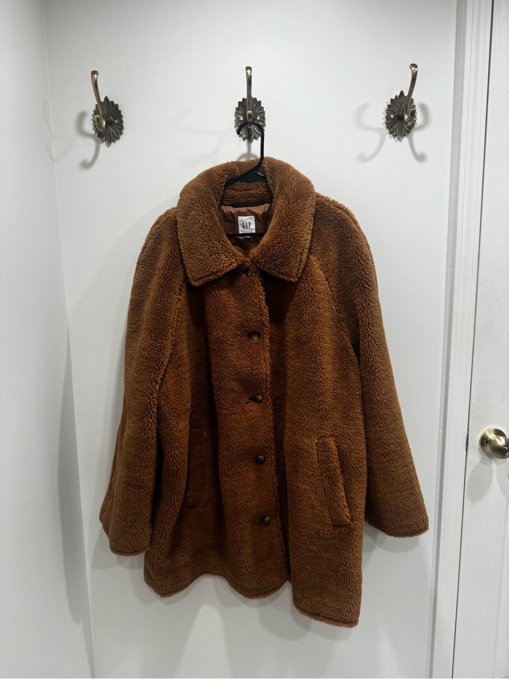 GAP Womens Brown Teddy Puffer Coat